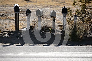Old mailboxes on the road
