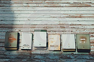 Old mailboxes on a wall