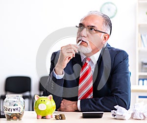 Old male accountant in budget planning concept