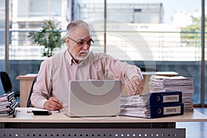 Old male bookkeeper in budget planning concept