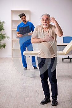 Old male patient visting young male doctor radilogist photo