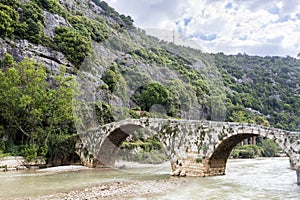 Old Mamluk stone bridge in Nahr el Kalb, Lebanon