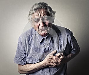 Old man with aching chest