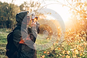 Old man camera photography traveling concept