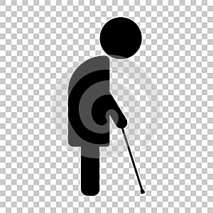 Old man with a cane. Vector icon i