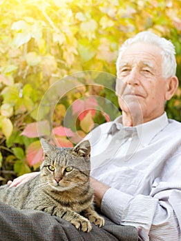 Old man with cat