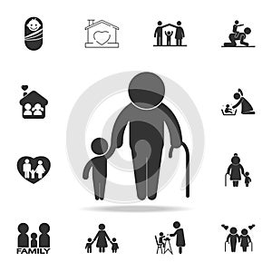 Old man with child icon. family icon. Detailed set of human body part icons. Premium quality graphic design. One of the collection