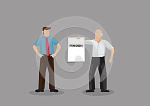 Old Man Demanding for Pension Cartoon Vector Illustration