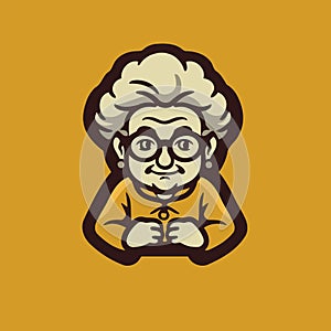 Old man with glasses and a mustache. Vector illustration in cartoon style