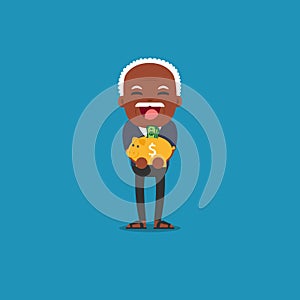 Old man with golden piggy bank, Pensio