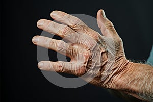 Old man grapples with persistent hand pain, a sign of aging