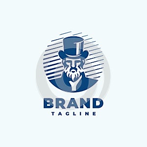 Old man in a hat logo design template