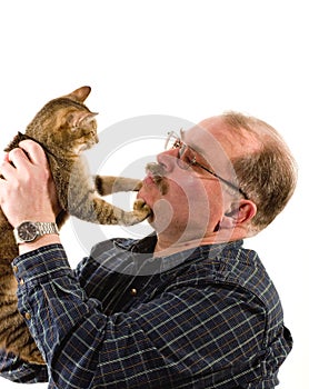 Old man with his cat
