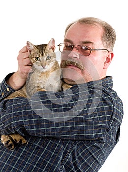 Old man with his cat
