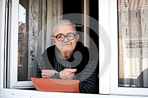 Old man in home isolation