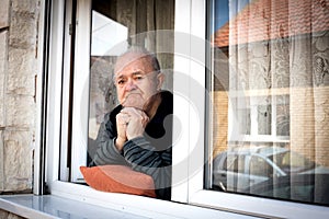 Old man in home isolation