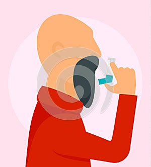 Old man with inhaler background, flat style