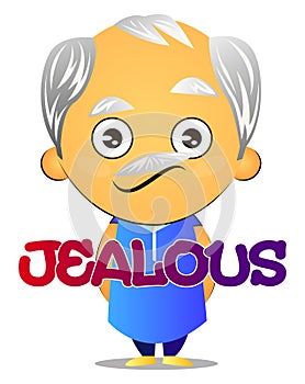 Old man is jealous, illustration, vector