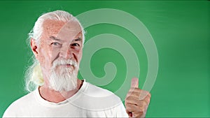 Old Man Makes Okay Gestures with His Finger