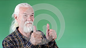 Old Man Makes Okay Gestures with His Finger