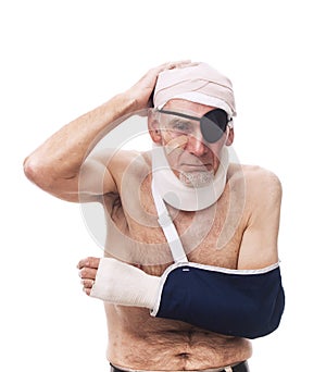 Old man with multiple injuries