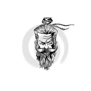 A old man with mustache,beard vector illustration