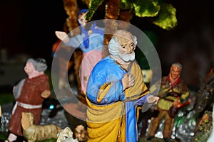 Old man, nativity scene, Catholic detail