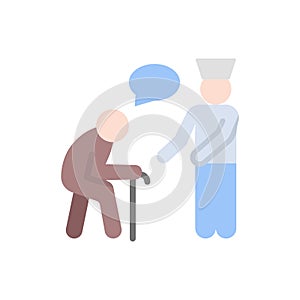 Old man nurse help icon. Simple color vector elements of nursing home icons for ui and ux, website or mobile application
