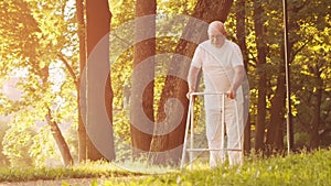 Old man. Patient in a nursing home. Assistance, rehabilitation and health care concept.