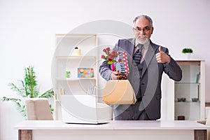 Old man preparing for date at home