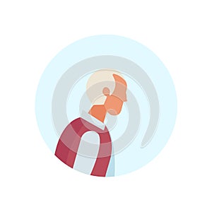 Old man profile avatar elderly grandfather isolated portrait flat cartoon character photo