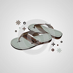 Old man`s sandals vector gray clasp