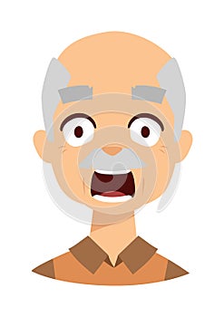 Old man scared vector illustration.