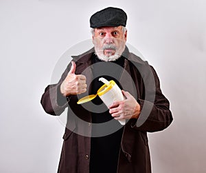 Old man selling disinfecting wipes on the black market