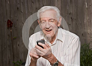 Old man with smart phone