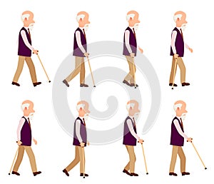 Old Man with Stick. Collection of Character Icons