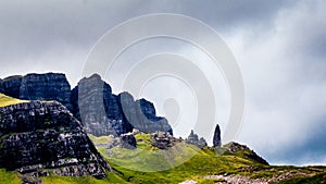 Old man of Storr, Scottish highlands in a cloudy morning - Scotland, UK