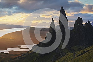 Old Man of Storr sunrise in Isle of Skye, Scotland