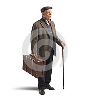 Old man with suitcase photo