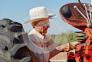 Old man with tractor