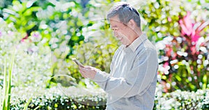 Old man use smart phone