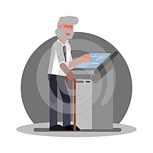 Old man using ATM