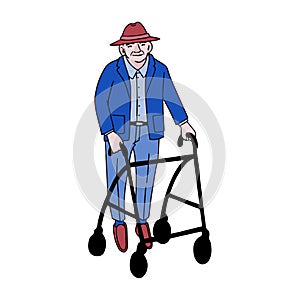 Old man walking with rollator
