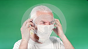 Old Man is Wearing Mask for Protection from Viruses