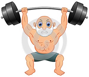 Old man weightlifting