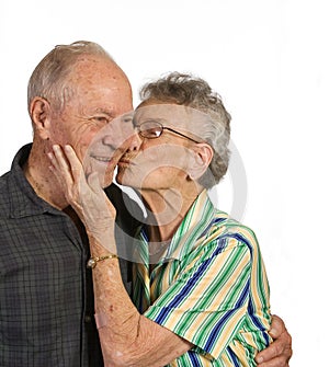 Old Man and Woman Kissing