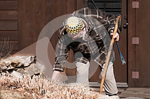 Old man at work in his garden