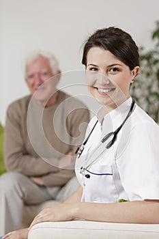 Old man and young nurse