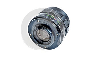 Old manual focus control camera lens