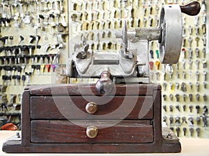 Old manual key duplicating machine